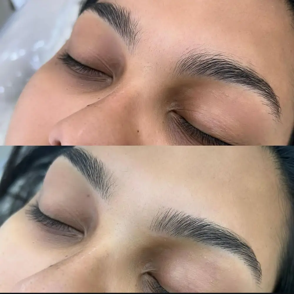 Antes e depois de design de sobrancelhas